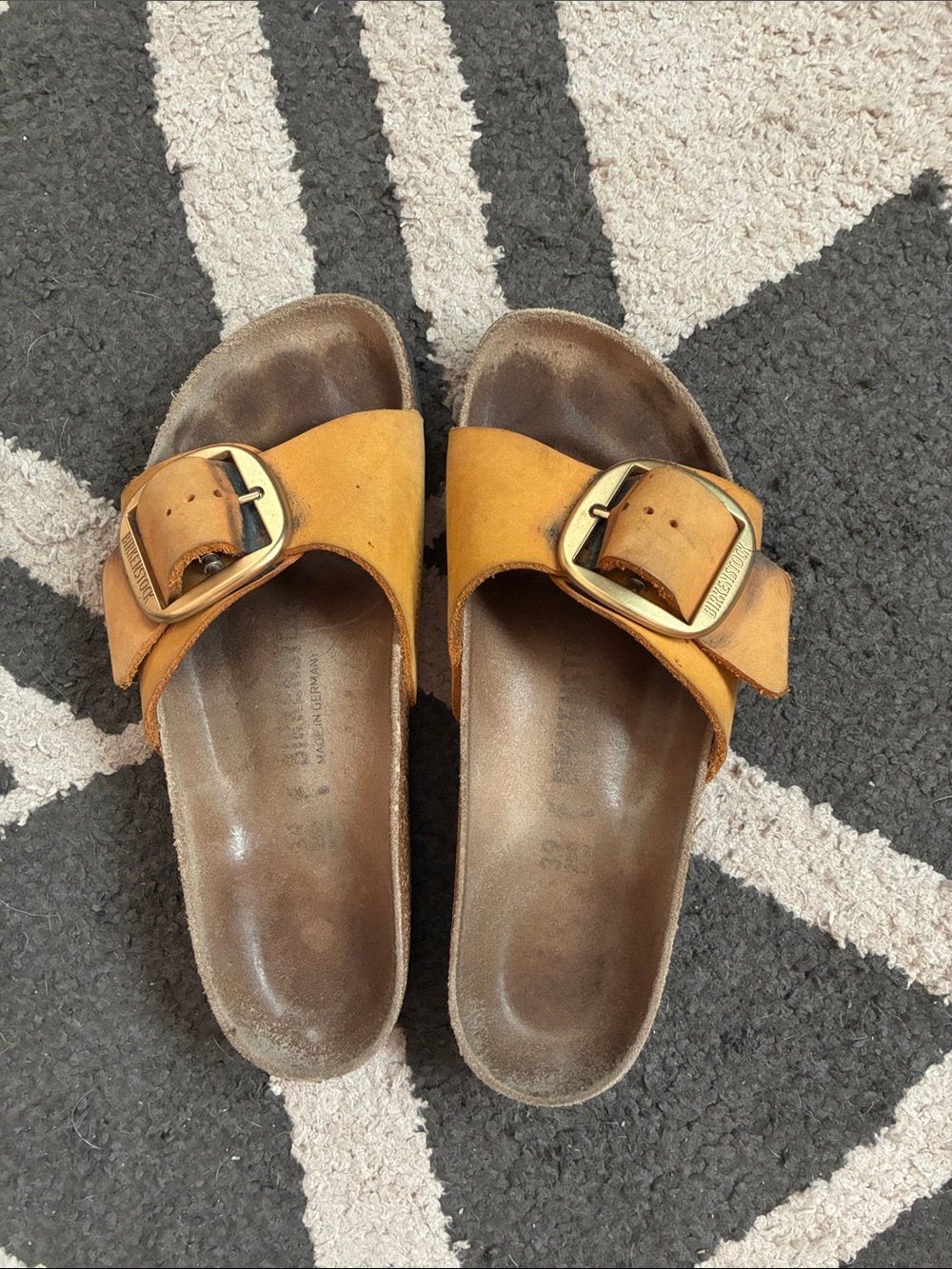 Birkenstock Women's Madrid Buckle Slide Sandals in Mustard